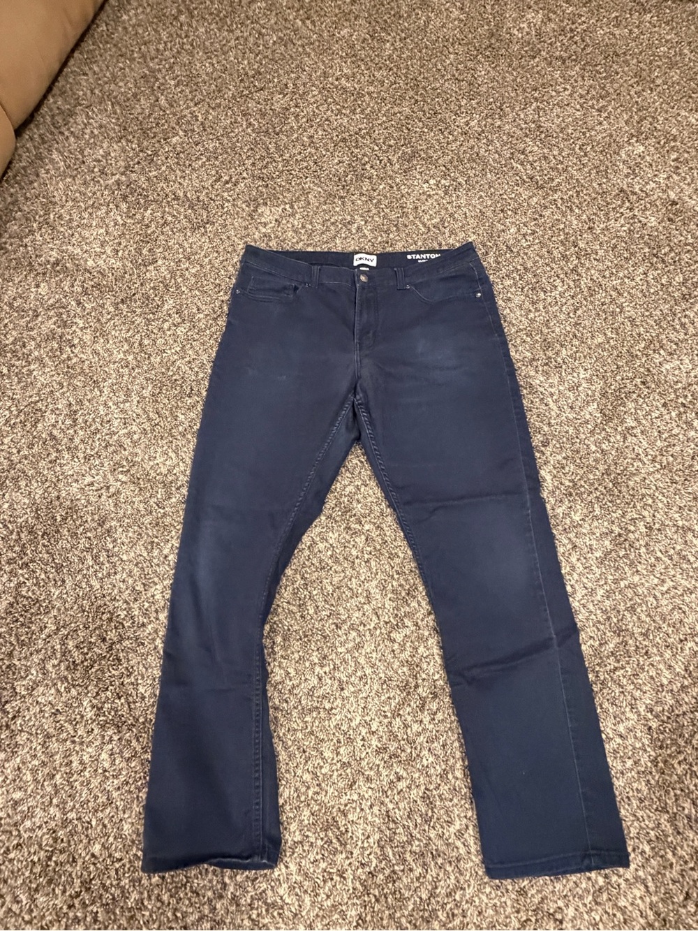 DKNY Men's Straight-Leg Pants in Navy Blue